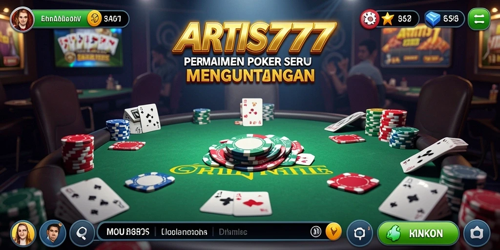 Screenshot ARTIS777 menunjukkan gameplay Poker yang menegangkan dan seru.