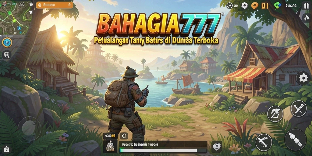 Screenshot gameplay BAHAGIA777 yang menampilkan dunia terbuka yang luas.