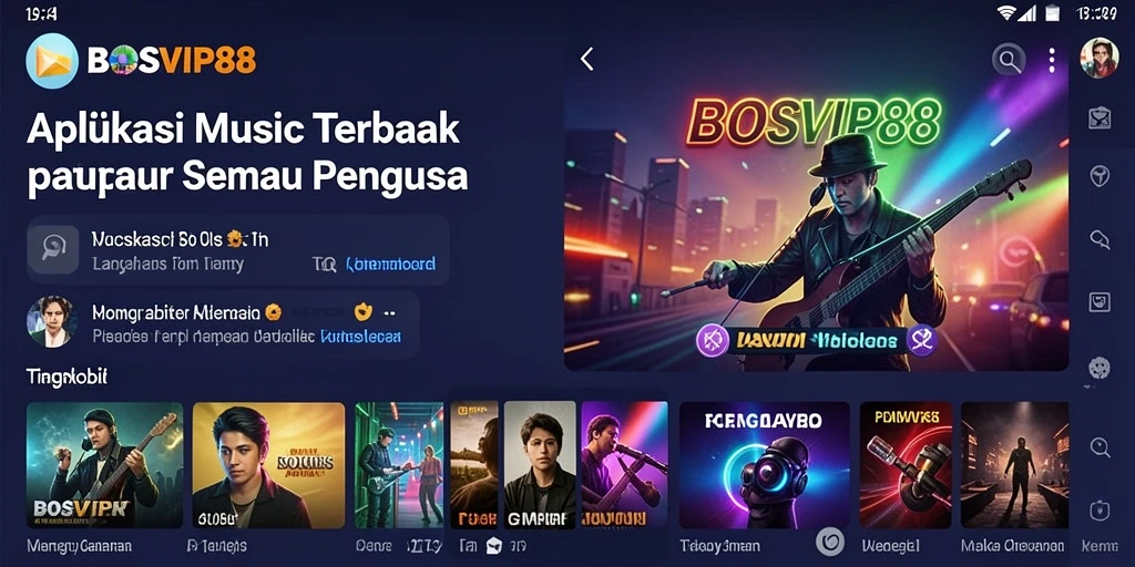 Screenshot utama BOSVIP88 menampilkan gameplay musik yang seru.