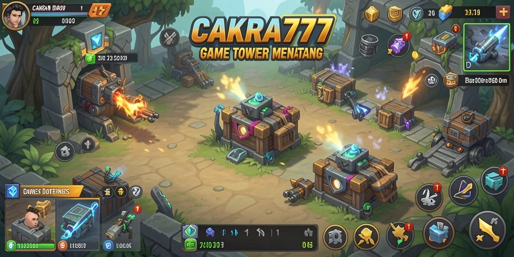 Tampilan screeenshot gameplay CAKRA777 dengan aksi Tower Defense yang mendebarkan.