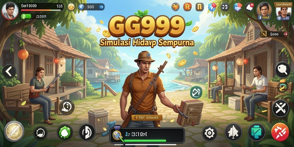 Tangkapan layar gameplay GG999 dengan karakter berinteraksi dalam lingkungan virtual.