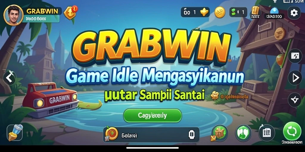 Tampilan gameplay menarik dari GRABWIN dengan berbagai elemen Idle yang seru.