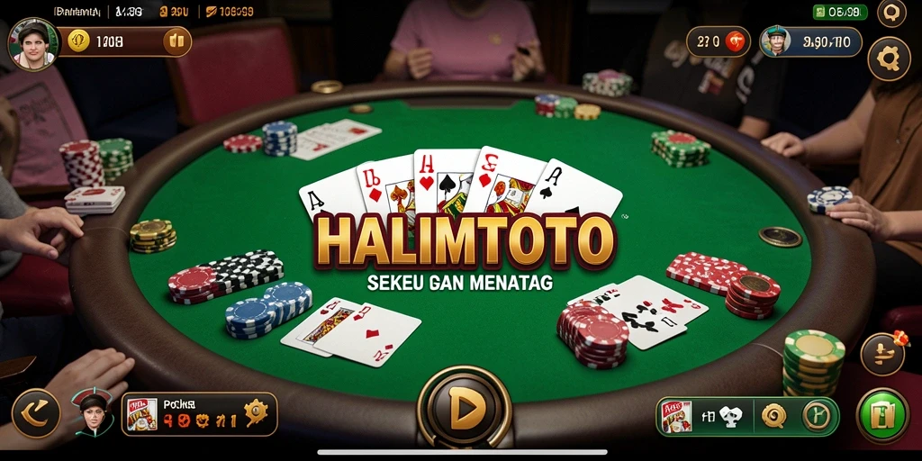 Screenshot menunjukkan momen seru permainan Poker di HALIMTOTO.