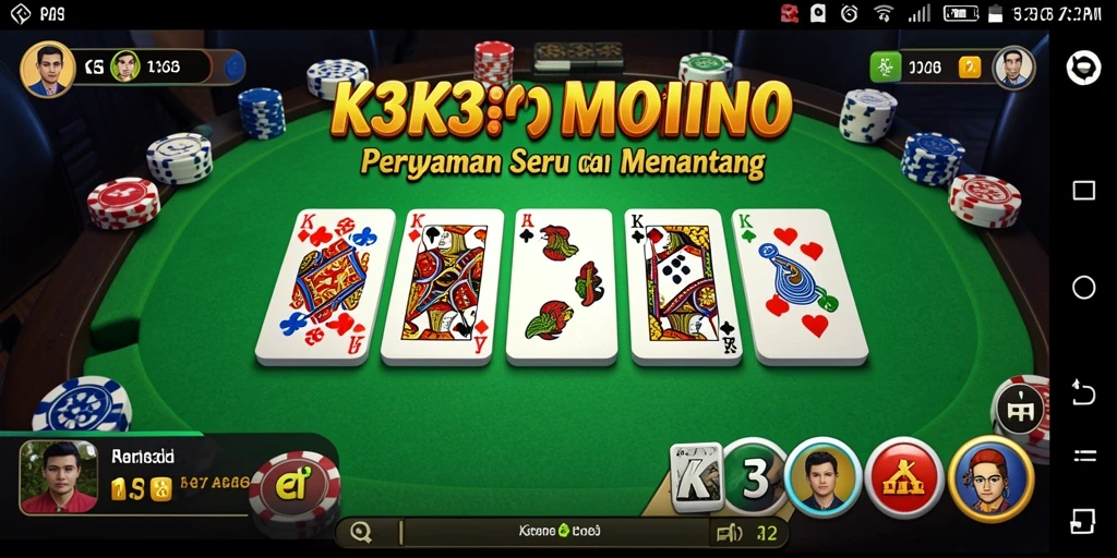 Screenshot gameplay K3K3 menampilkan aksi seru dalam permainan Domino.