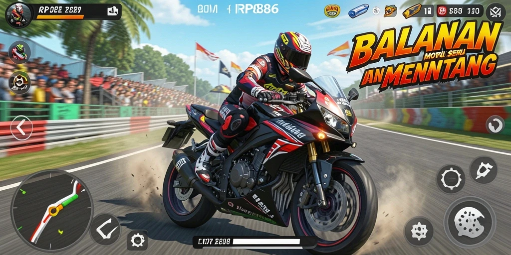 Tampilan gameplay yang mendebarkan dan motor cepat di RP886.