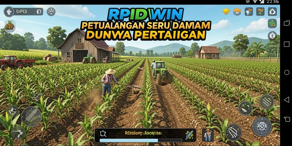 Screenshot RPIDWIN menampilkan petualangan bertani yang seru dengan pemandangan indah.