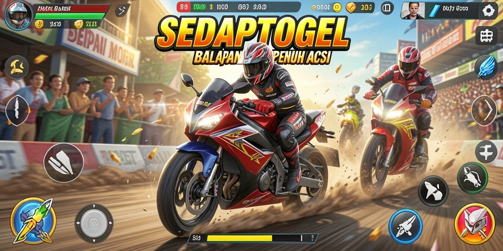 Gameplay balapan motor yang seru dan kompetitif dalam SEDAPTOGEL.