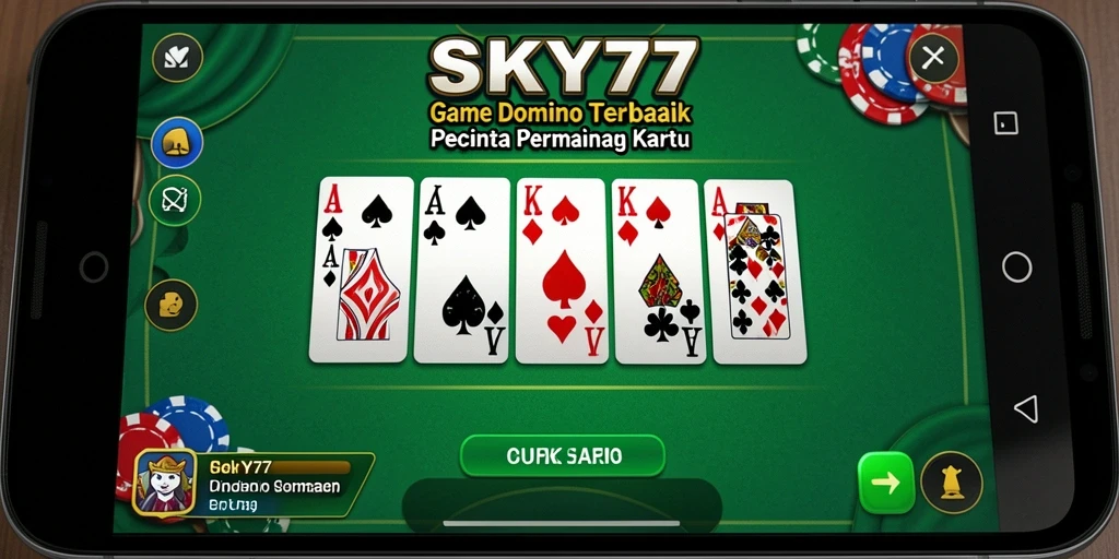 Tampilan seru gameplay Domino dalam SKY77 dengan teman-teman.