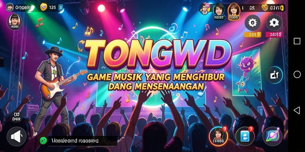 Tampilan gameplay TONGWD yang seru dengan berbagai lagu musik.